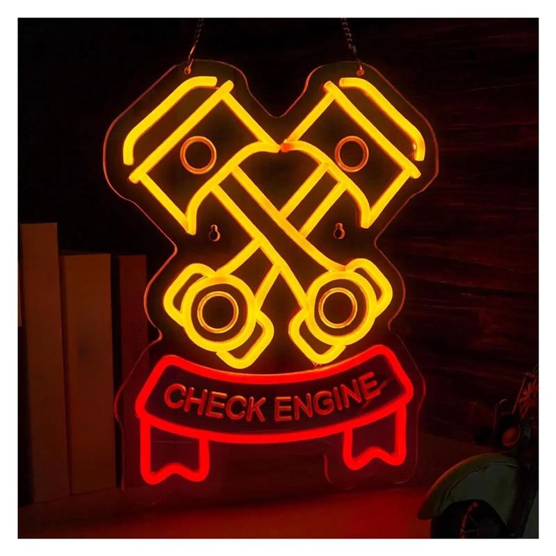 Auto Repair Shop Signs - Neonowy szyld Check Engine do warsztatu