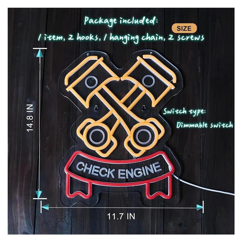 Neonowy szyld Check Engine do  – Auto Repair Shop Signs recenzja i cena